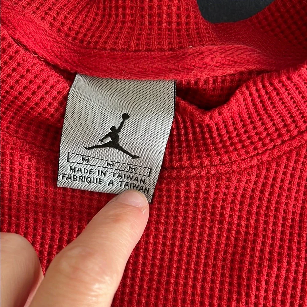Vintage Jordan Red Long Sleeve Tee with Black Stripe Details